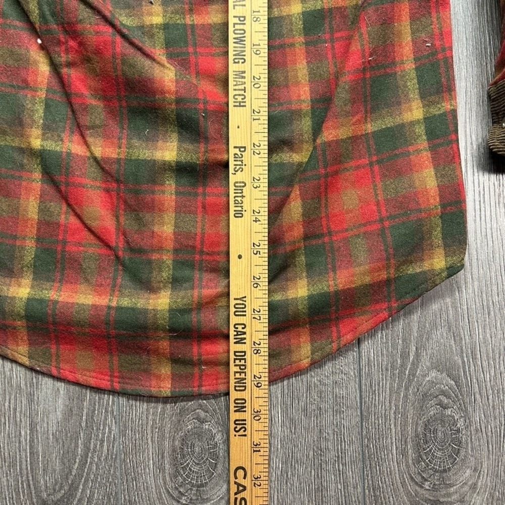 Pendleton Adventure Shirt Mens XXS Red Green Plaid Wool Elbow Patch Corduroy - Picture 6 of 8